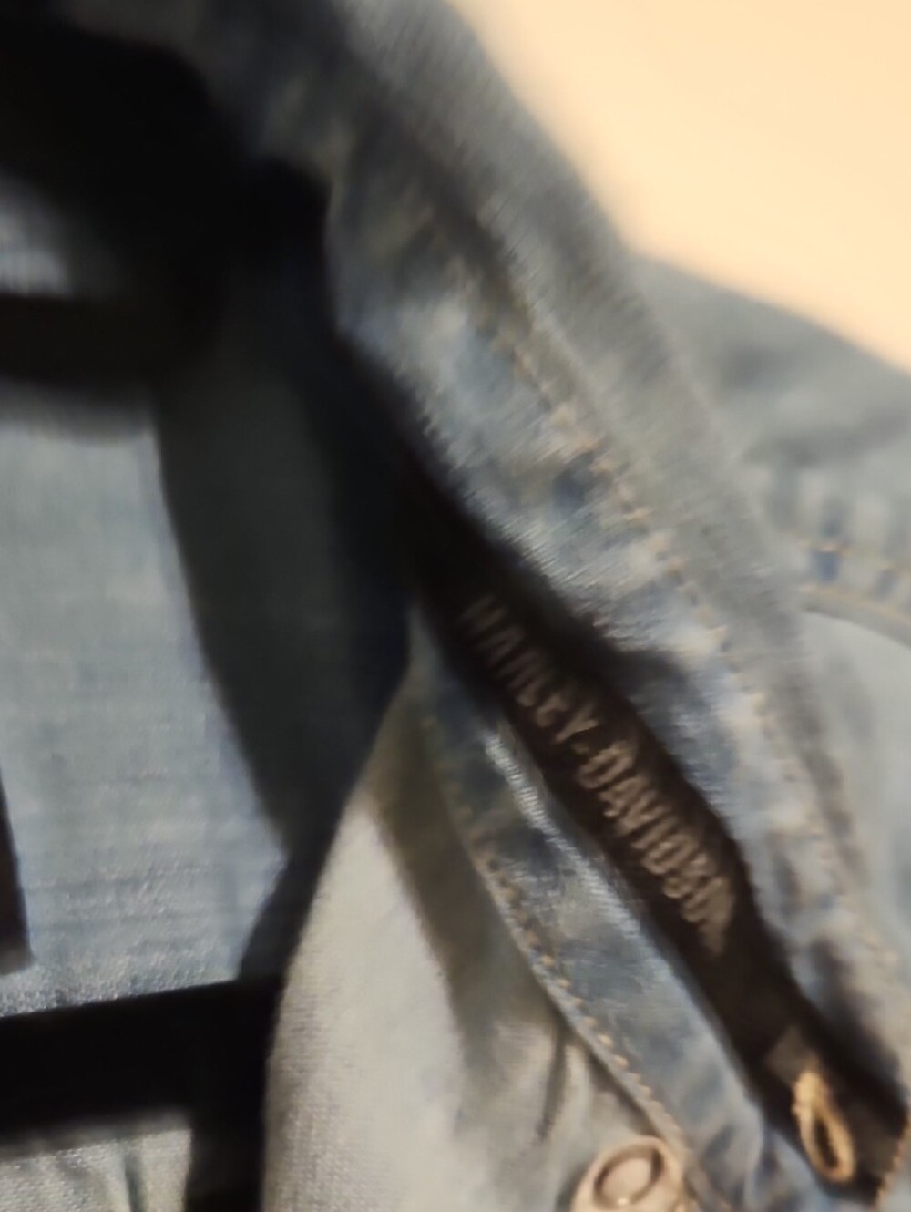 Harley-Davidson Light Blue Denim Button-Up Shirt with Logo Patch - Picture 5 of 5